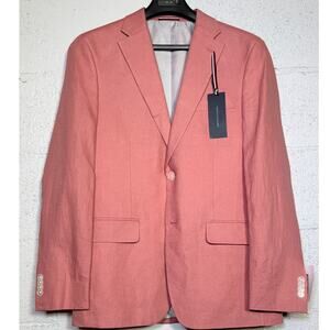 Tommy Hilfiger Men's Modern-Fit 100% Linen Sport Coat Light Red 38S $295